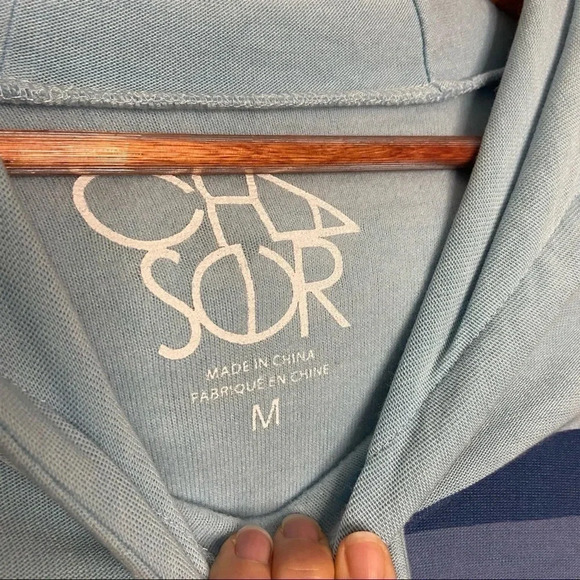 CHASER Blue Beach Stripes Pullover Hoodie- size Medium - Picture 7 of 7